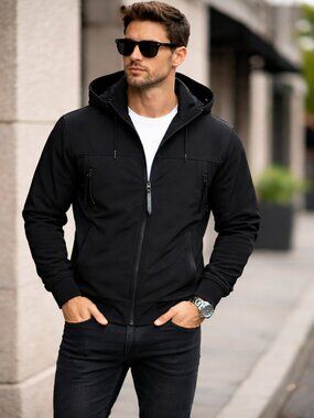 C.P. Company Shell-R Goggle Jacket Black Size Large Full Zip Hooded Soft Shell L